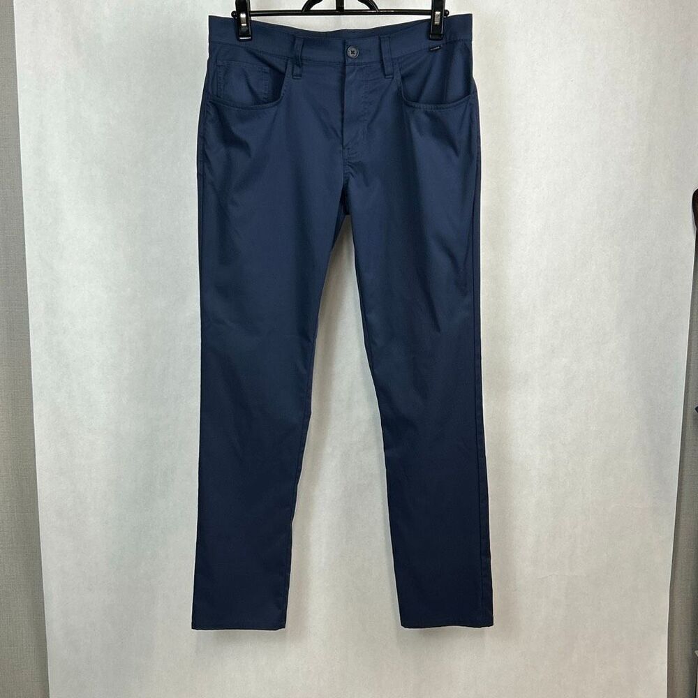 Travis Mathew Mens Performance Pants Sz 32 Navy Blue Straight Leg Golf Chino